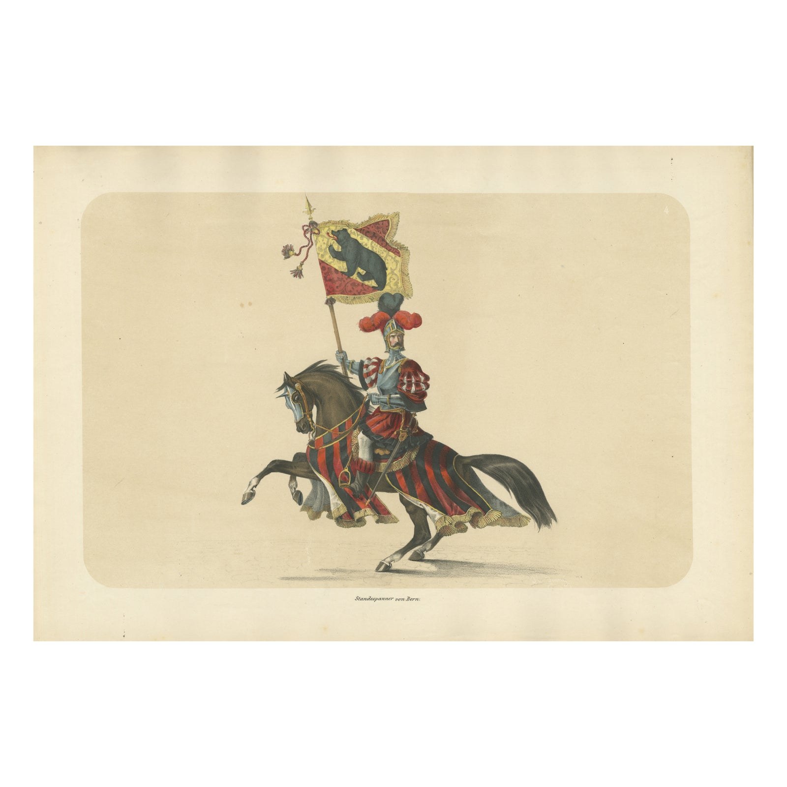 Proud Standard-Bearer of Bern, A Majestic Cavalry Figure from the 1853 Festival