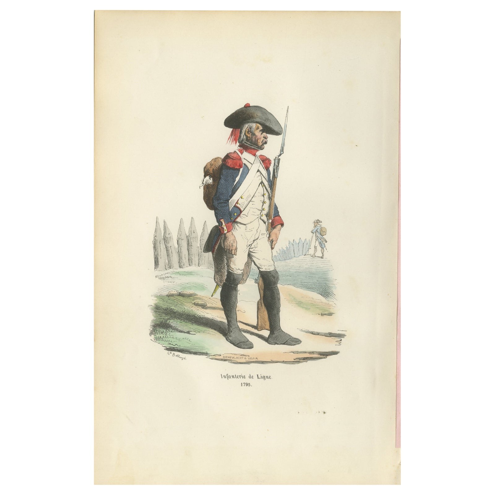 French Line Infantry Soldier 1795, Napoleonic Uniform Print, Vernet, 1843