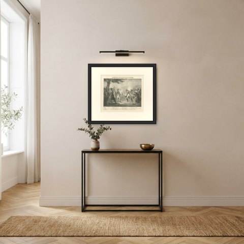 Victor Amadeus Sues for Armistice, Sardinia, Antique Madou Lithograph, 1827, shown framed in a room