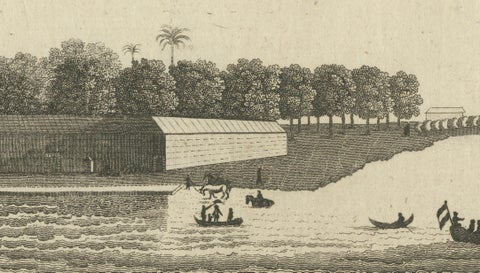 Antique View of Batavia Port Jakarta, Dutch VOC Fortifications 1778, close-up 5