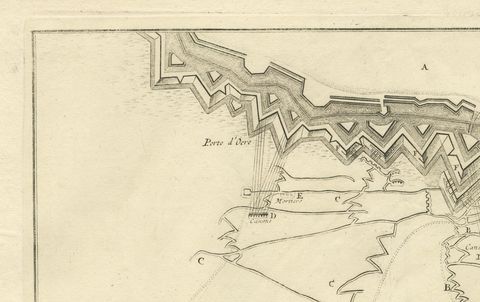 Attack Plan of Douay Fortress, France, 1710 Siege, Brussels c.1720 Map, close-up 2