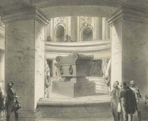 Tomb of Napoleon, Les Invalides, Paris, Antique Lithograph, circa 1861, close-up 3