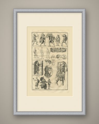 Barbarian Warriors of the Antonine Column, Helmets and Gems, 1722, shown framed