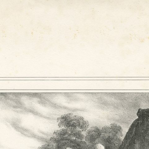Young Soldier Saying Farewell to Sweetheart, Romantic French Lithograph c.1830, close-up 3