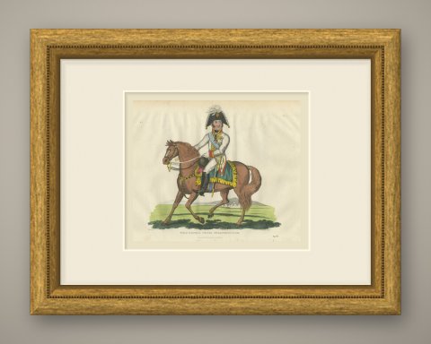 Prince Schwarzenberg on a Chestnut Horse Before a Tented Camp, 1815, shown framed