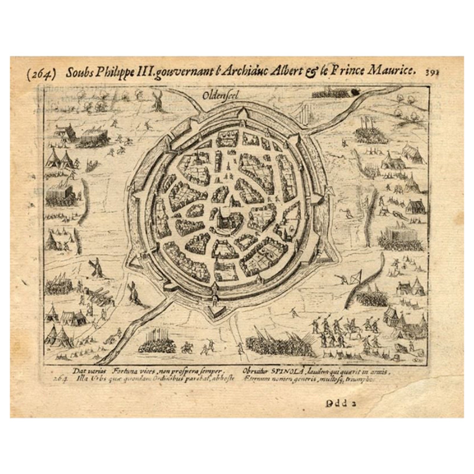 Pl.264 Antique Print of the Siege of Oldenzaal in the East of Holland, 1616
