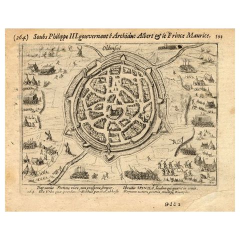 Pl.264 Antique Print of the Siege of Oldenzaal in the East of Holland, 1616