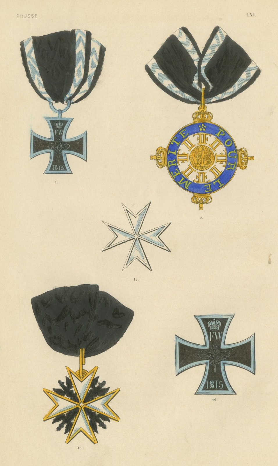 Orders of Prussia, Pour le Mérite Badge and Crosses, Plate LXI, 1844