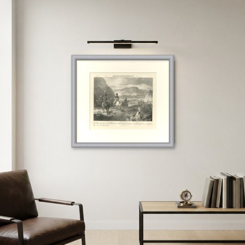 Battle of Mondovi, Piedmont Routed, Antique Madou Lithograph, 1827, shown framed on a wall
