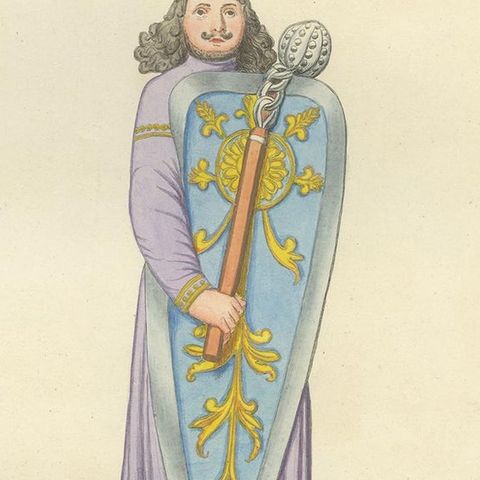 Antique Print of Oliver, a Fictional Knight, by Bonnard '1860', close-up 2
