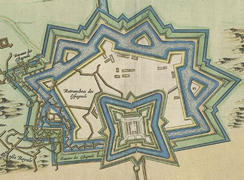 Antique Plan of Fort Mardyck Mardijk, France by S. Beaulieu, 1649, view 4