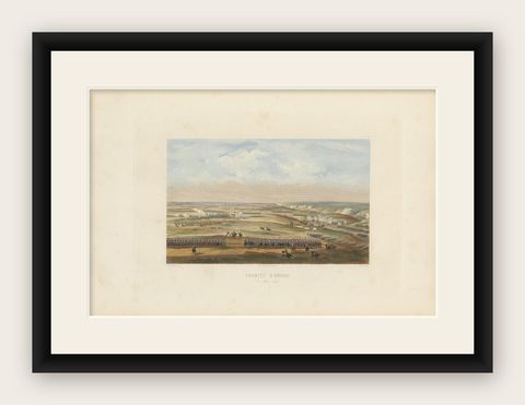 Antique Print of the Battle of Fuentes de Oñoro, 'circa 1860', shown framed