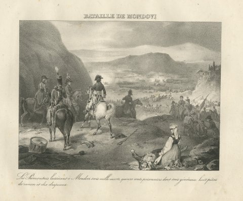 Battle of Mondovi, Piedmont Routed, Antique Madou Lithograph, 1827