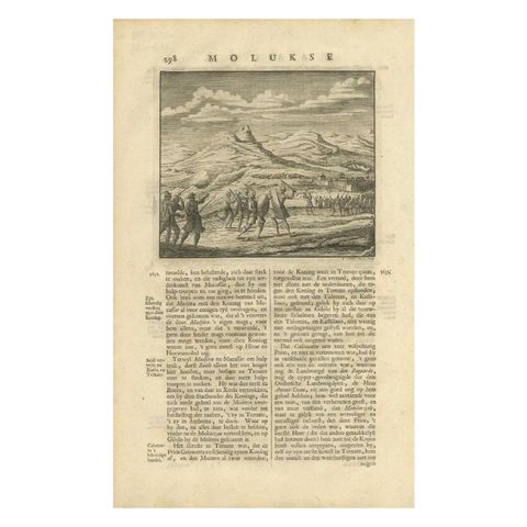 Antique Print of a Battle Scene at the Moluccas, Indonesia, 1726