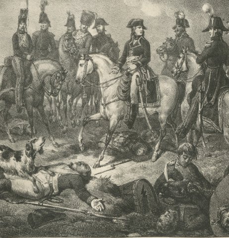 Battle of Bassano, the Dog on the Field, Antique Madou Lithograph, 1827, close-up 3
