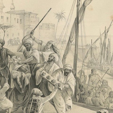 Antique Egyptian Army Recruitment at the Nile Harbor from Maximilian, 1846, close-up 4
