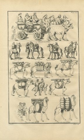 Pack Horses, Camels and a Carriage from the Theodosian Pillar, 1722, view 2