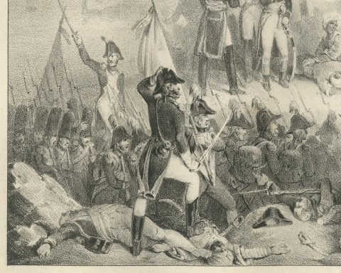 Siege of Acre, Napoleon Turns Back, Antique Madou Lithograph, 1827, close-up 1