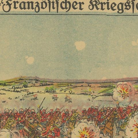 Battle of Maubeuge 1914, WWI German Illustrated War Print, Color Lithograph, close-up 3