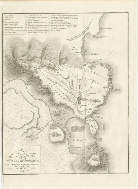 Plan of Ancient and Modern Syracuse with Numbered Key, Rollin Atlas, 1818, view 2