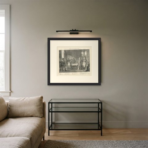Treaty of Leoben, Belgium Ceded to France, Antique Madou Lithograph, 1827, shown framed in a room
