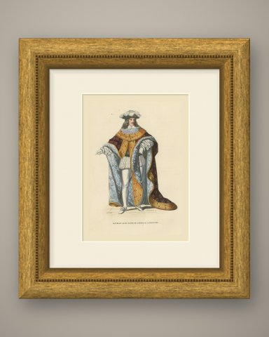 Sovereign Grand Master of the Annunziata, Costume Plate, 1844, shown framed
