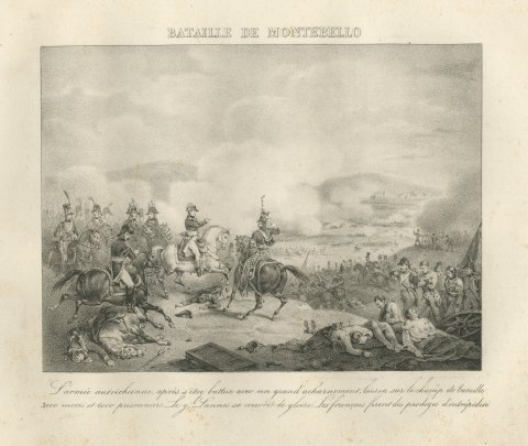Battle of Montebello, General Lannes, Antique Madou Lithograph, 1827
