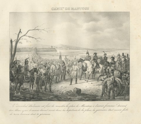 The Capitulation of Mantua, Marshal Wurmser, Antique Madou Lithograph, 1827