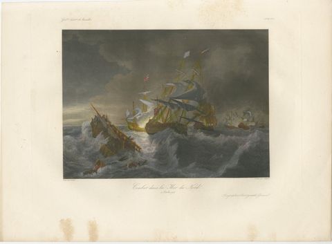 Battle in the North Sea at Calais after Théodore Gudin, c.1845, view 2
