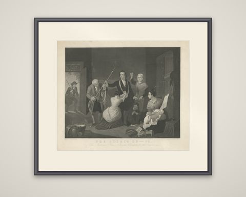 Antique Print of a Scene in American Revolution, The Spirit of '76. '1862', shown framed
