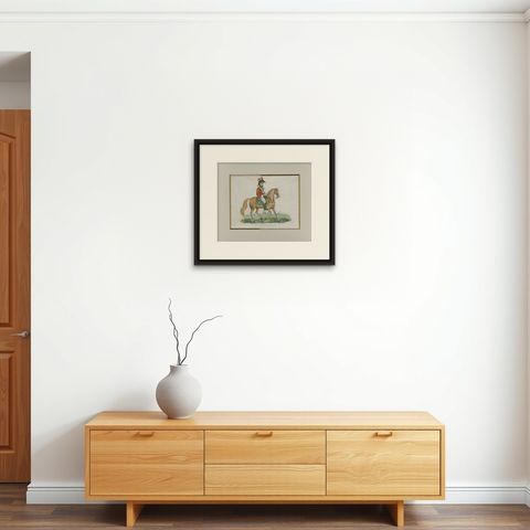 Antique Print of General Rowland Hill by Evans, '1815', shown framed on a wall