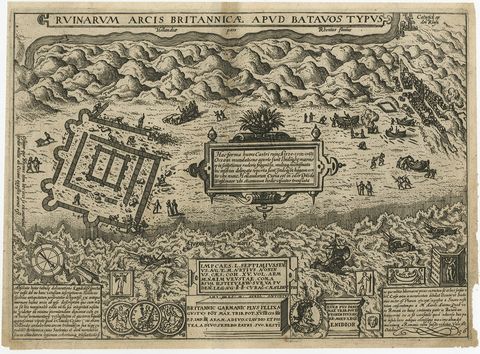 Antique Print of the Ruins of the Roman Fortress Brittenburg, The Netherlands