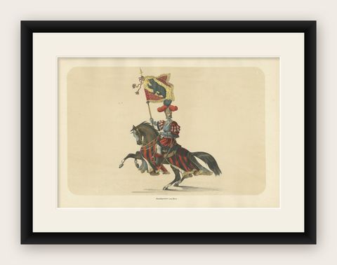 Proud Standard-Bearer of Bern, A Majestic Cavalry Figure from the 1853 Festival, shown framed