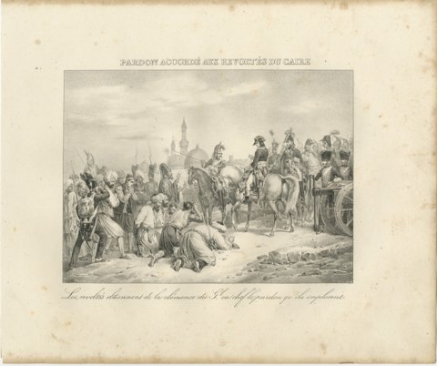 Pardon for the Rebels of Cairo, Egypt, Antique Madou Lithograph, 1827, view 2