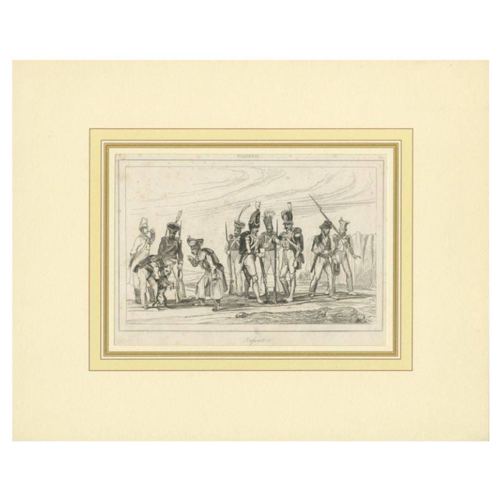 Antique Print of the Swedish Infantry, C.1870