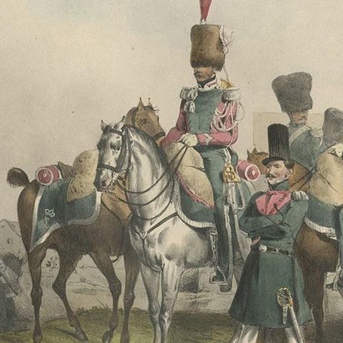 Rare Print of the 'Corps Des Guides' of the Belgium Army Regiment, 1833, close-up 1