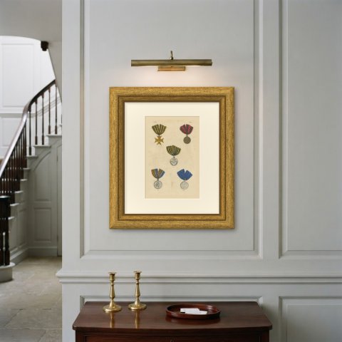 Russian Medals for Bravery, 1812 and 1826 to 1828, Plate LXIX, 1844, shown framed on a wall