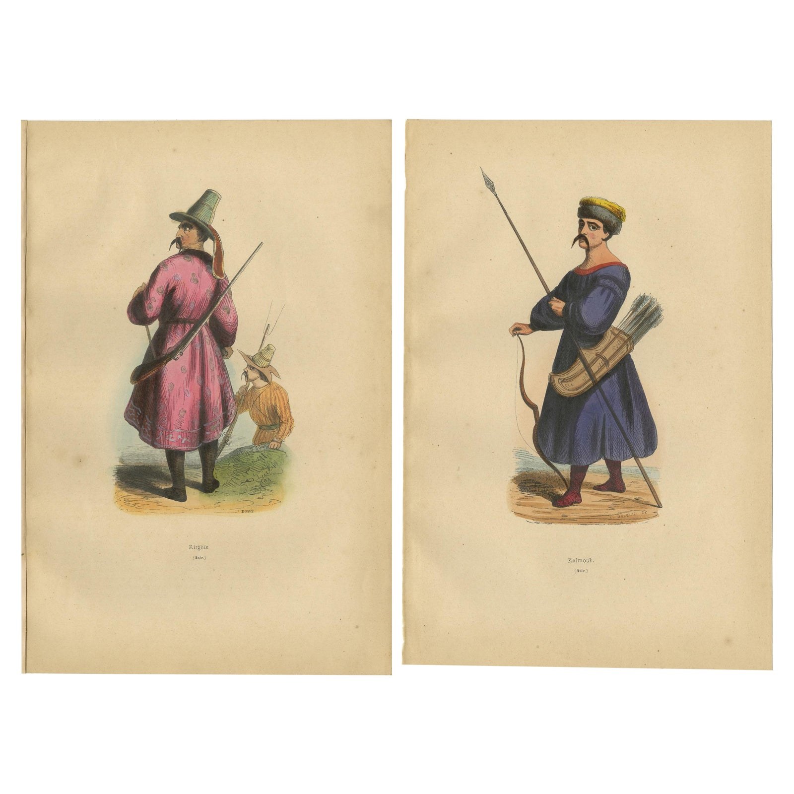 Traditional Archery and Infantry Gear: Kyrgyz and Kalmyk Warriors, 1844