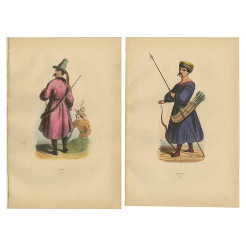 Traditional Archery and Infantry Gear: Kyrgyz and Kalmyk Warriors, 1844