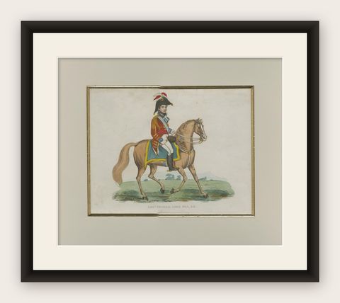 Antique Print of General Rowland Hill by Evans, '1815', shown framed