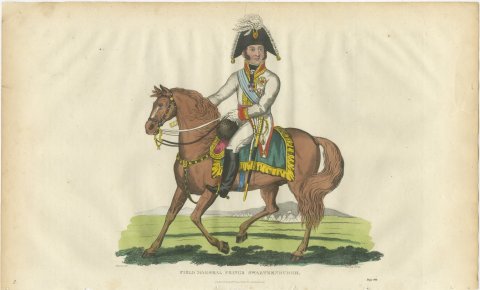 Prince Schwarzenberg on a Chestnut Horse Before a Tented Camp, 1815, view 2