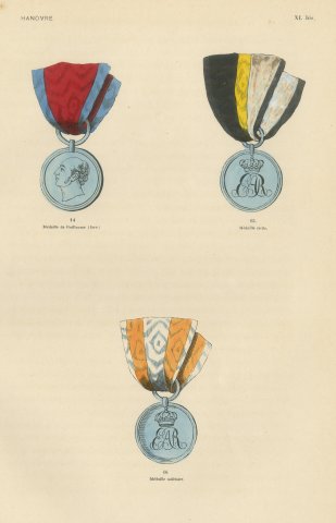Hanover, Civil and Military Medals, Plate XL bis, Wood Engraving, 1844