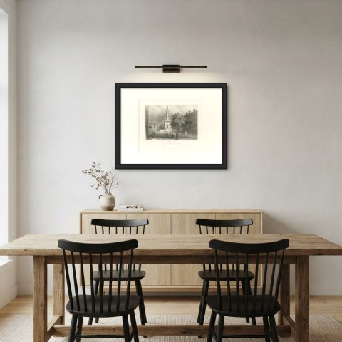 Battle Monument, Baltimore, after Bartlett, Antique Street View, 1842, shown framed in a room