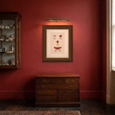 Hanover, Waterloo Medal and Service Medals, Plate XXXIX, Wood Engraving, 1844, shown framed in a room