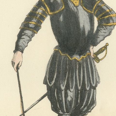 Timeless Authority: Handcolored Print of a Swiss Guard Officer, Plate 39, 1862, close-up 2