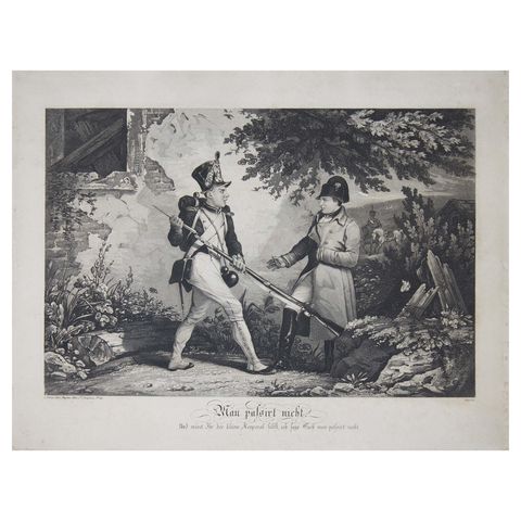 Satirical German Military Engraving of Napoleon as the Little Corporal, c1835