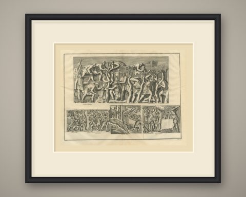 Roman Legionaries Clearing Woodland and Raising Walls, Trajan's Column, 1722, shown framed