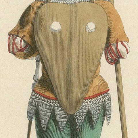 The Mercenary's Garb: Armor and Attire in 'Costume du Moyen Âge, 1847, close-up 6