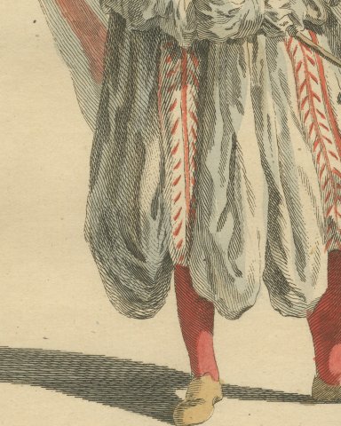 Ensign of the German Infantry with Red and White Flag, Costume of 1588, 1757, close-up 3