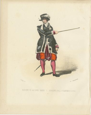 Distinguished Duty: Handcolored Print of a Swiss Guard Sergeant, 1862, view 2